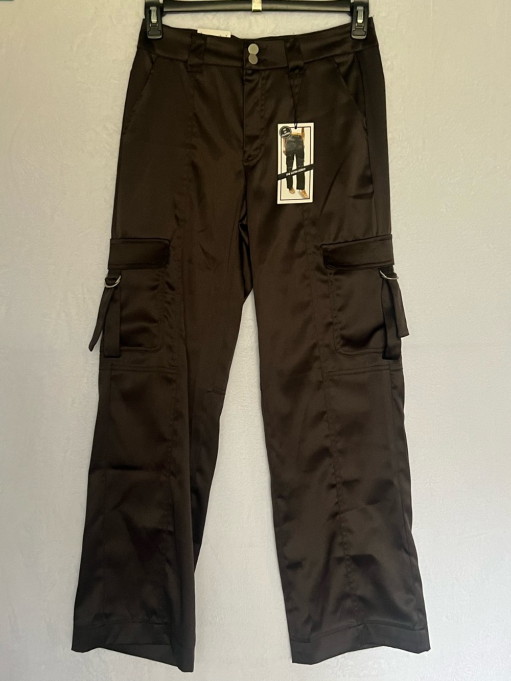 Love Fire Black Cargo Pants Wide Leg Buckles Pockets Sz 7 Y2K Streetwear Grunge
